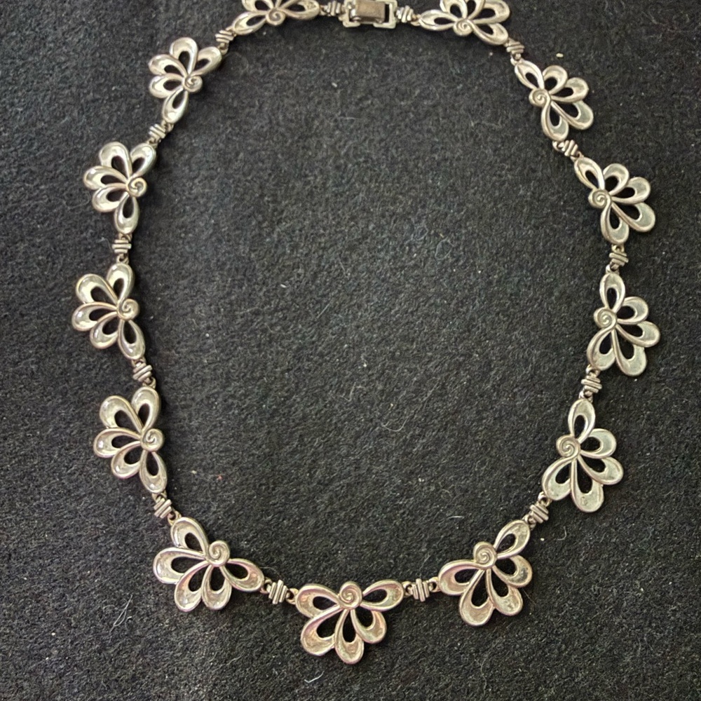 Vintage Sterling Silver Floral Necklace
